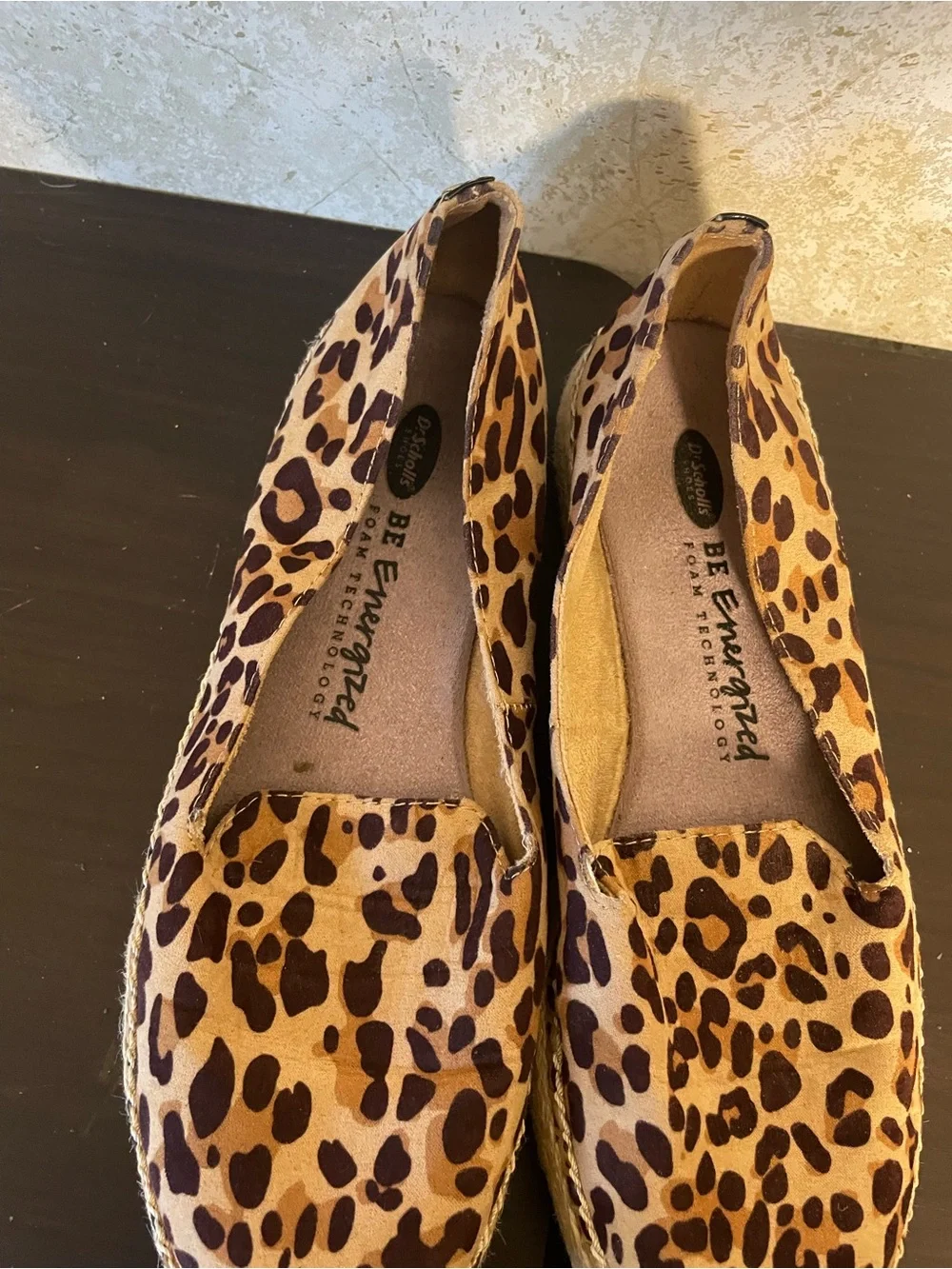 Dr. Scholl's Be Energized Foam Leopard Print Espadrille Slip-On - Tan and Brown